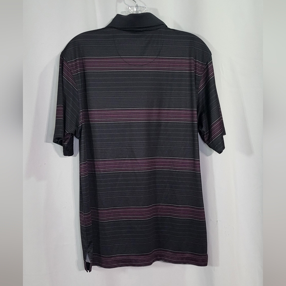 Ben Hogan Men's Black/Purple Striped 3 Button Short Sleeve Polo Shirt Sz Medium - Picture 7 of 7